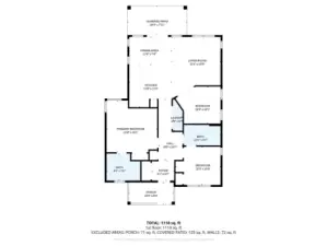 Measurements are approximate.  Actual square footage is 1191sf,