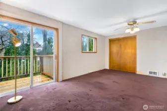 Large Primary Bedroom w/ private access to new Desk and Railing.