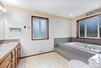 Primary Bathroom w/ large jetted tub.