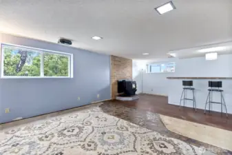 Rec Room / Bonus area with pellet stove, wet bar, sink and refrigerator - ideal for entertaining large groups with lots of extra space - also provides a 2nd Media space.