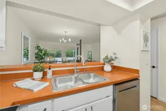 Flowing from the main room and dining room this kitchen allows you to socialize while cooking.