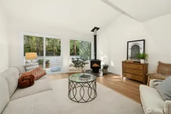 The sliding glass door leads out onto the west-facing deck.