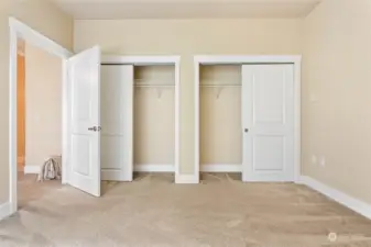 Large, dual closets with sliding doors for all of your clothing storage needs.