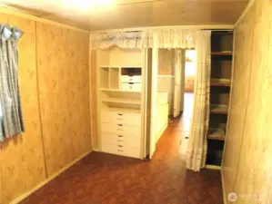 Built in storage in bedroom