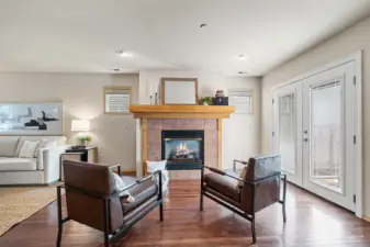 French doors to backyard and garage