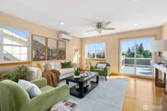 AWESOME upper level family room with deck access!