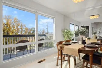 The dining room also takes in the views of the bay and City lights.