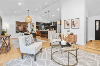 Great room with vaulted ceilings