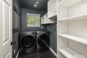 Utility room with full size washer and dryer plus plenty of storage space