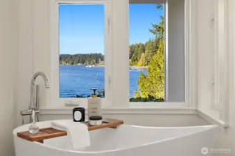 Newly installed standalone tub perfectly positioned to take in that stunning view!