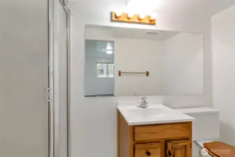 Master bathroom has a shower