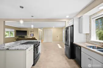 View of the living room while you cook!
