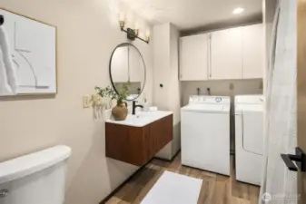 Shared bathroom between bedrooms #2 + #3.