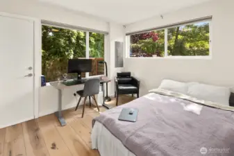 Downstairs bedroom can fit bed + desk and chair