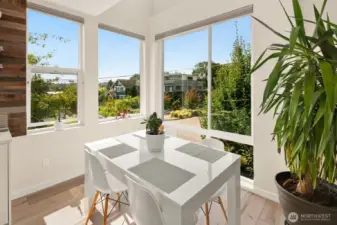 Dining room that is two-stories high