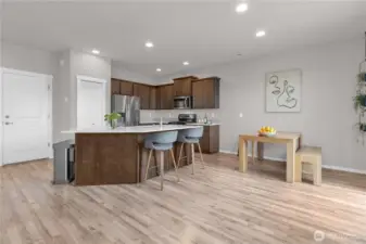View of your kitchen from living/dining areas. The island is great for entertaining!