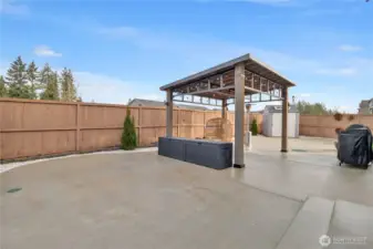 Your backyard is quite simply, amazing! HUGE expanded patio, no maintenance, included Costco Pergola, just delightful.