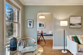 The front facing windows toward Cowen Park are a lovely reminder of the picturesque setting surrounding this home.