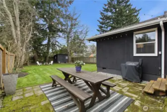 View from patio looking out over the backyard