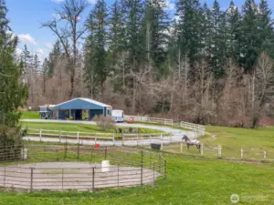 This property offers so many different things- round pen, three fully fenced pastures, barn with two-stalls, loop around parking, firepit.....horse not included.