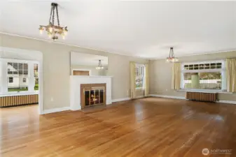 Living Room with wood burning fireplace