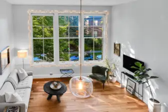 Hardwood floors in the main living areas.