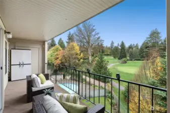 Large Balcony with Views of the Rainier Golf Course & Your Outdoor Swimming Pool!