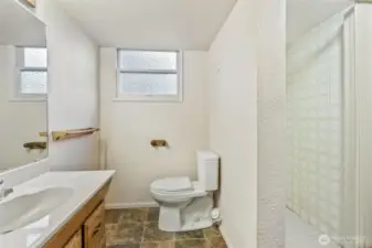 3/4 bath on lower level.