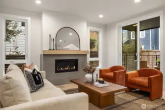 Cozy gas fireplace
