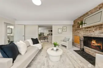 Classic wood buring fireplace