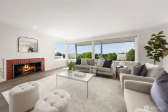 Cozy gas fireplace on main level