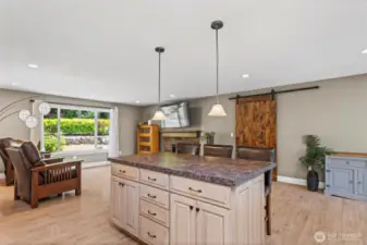 See the sliding barn door? It is the entry to your new 120 sq. ft. pantry with built-in shelving. Have an extra refrigerator or freezer? There's room for that too! Wait until you see it in person!