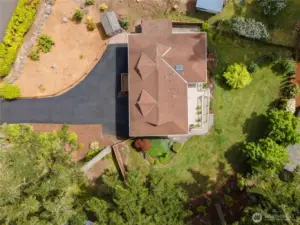 Bird's eye view of the .31-acre lot. The roof was recently treated for moss as part of the preparation to place the home on the market.