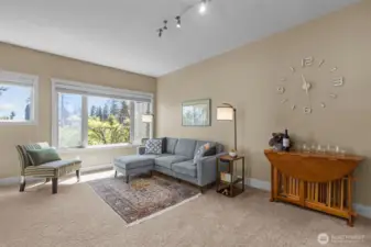 The Dining room space has plenty of space for either a small dining room table or a larger counch/more seating.  With the eating bar, there is really no need for a table.