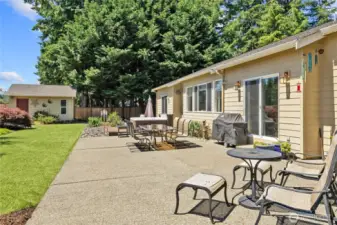 Your outside oasis with access from the primary bedroom slider or the kitchen eating area slider.