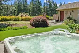 Imagine the serenity and privacy from your hot tub right outside your bedroom door.