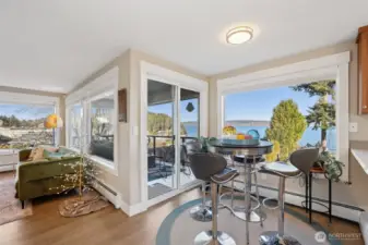 The breakfast nook lets you dream about your next sailboat trip on the Sound...or fishing and catching that prize salmon