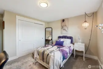 The guest bedroom can double as a den