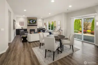 View of Great Room looking towards the gas fireplace.