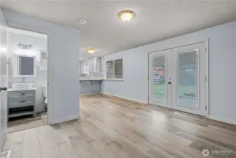 half bath dinning room or bonus space patio doors