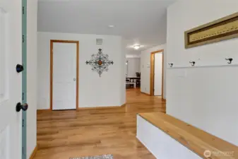 Entry with solid surface flooring