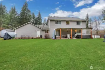 Back yard. Yard digitally enhanced