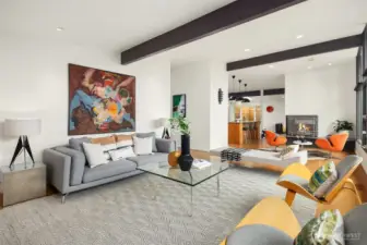 This first peek at the kitchen shows how nicely it occupies the true heart of this home, with all of life flowing in and around it...living...dining...lounging...bonding...