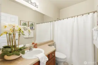 Full guest bath is perfect for family or visitors.