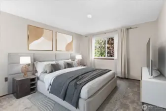 Large Primary Bedroom. Virtually Staged
