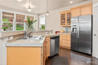 Kitchen area has plenty of work space.