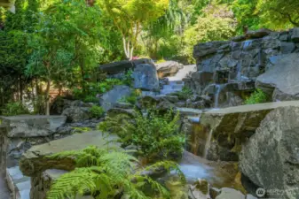 Soothing waterfall at entry