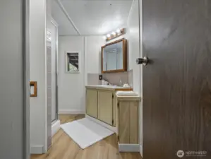 Primary bath with fresh paint.