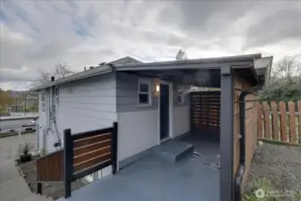 Unit #6 entrance and patio.