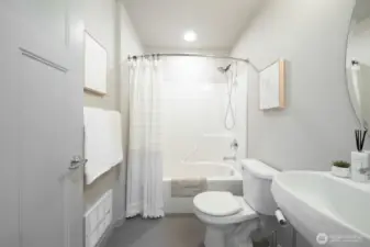 Full bathroom on the same level as the guest bedroom.